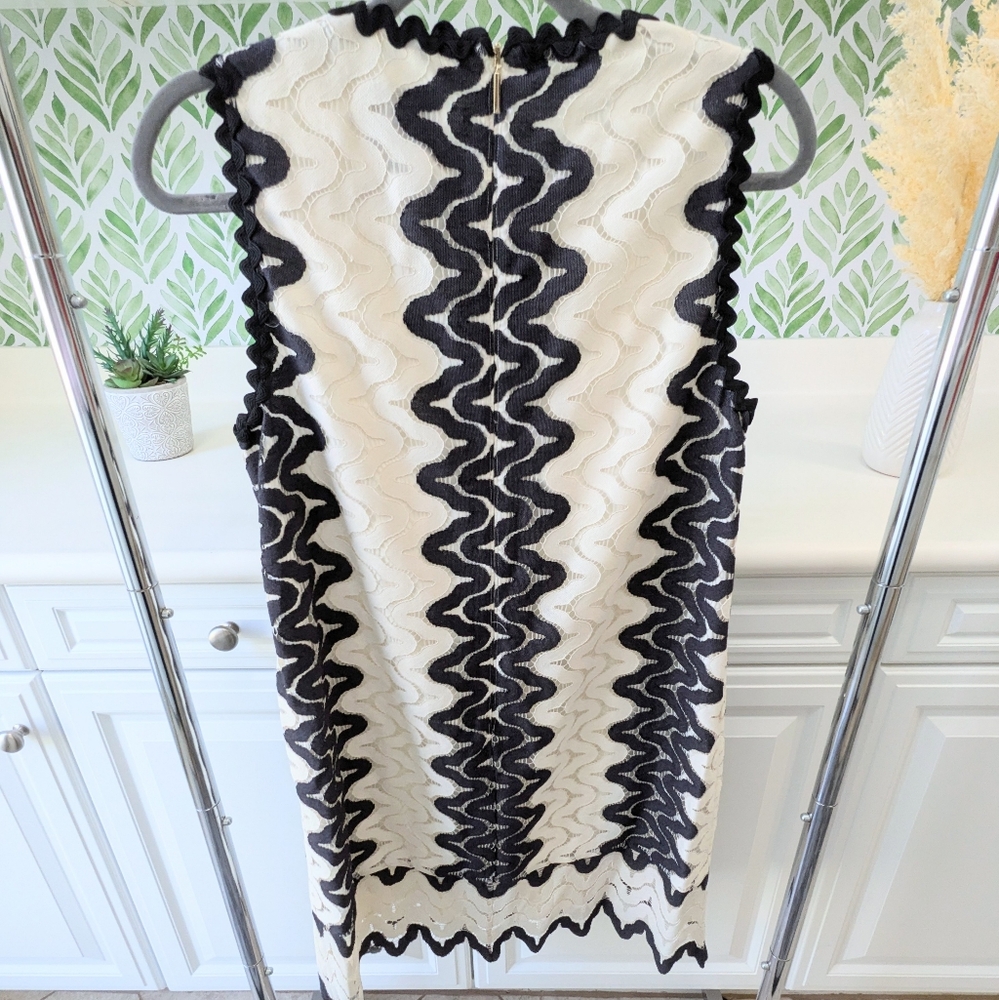 KATE SPADE RETRO Black and White WOVEN Mini Dress SIZE 8 - Picture 6 of 8